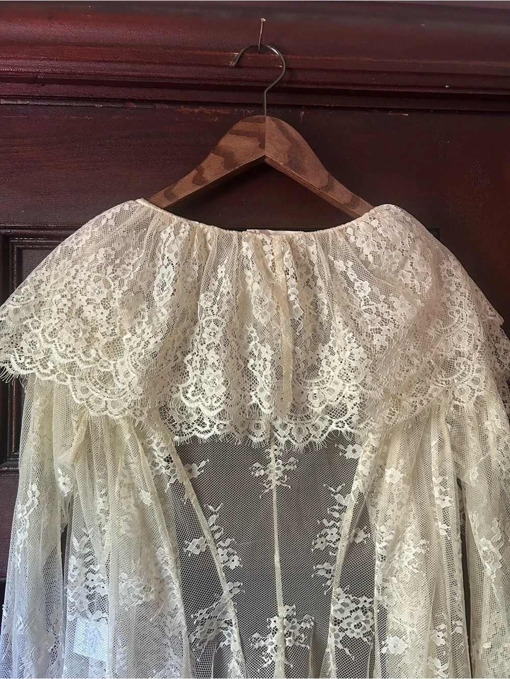 Free People x Nigel Preston Maud Lace Duster Sheer Hi-Low Ruffle NWT One Size - Picture 8 of 11